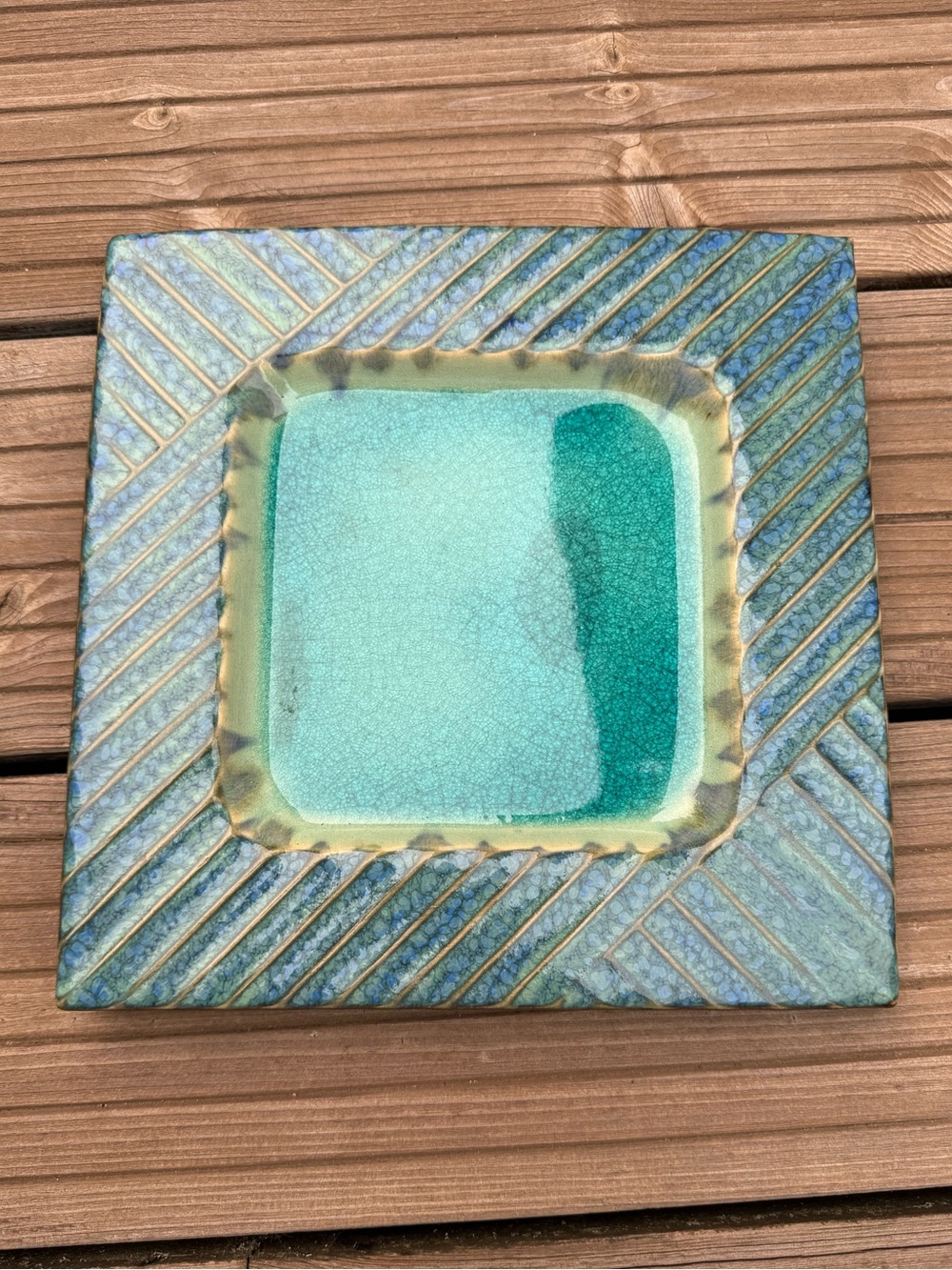 Square Teal Ceramic Dish